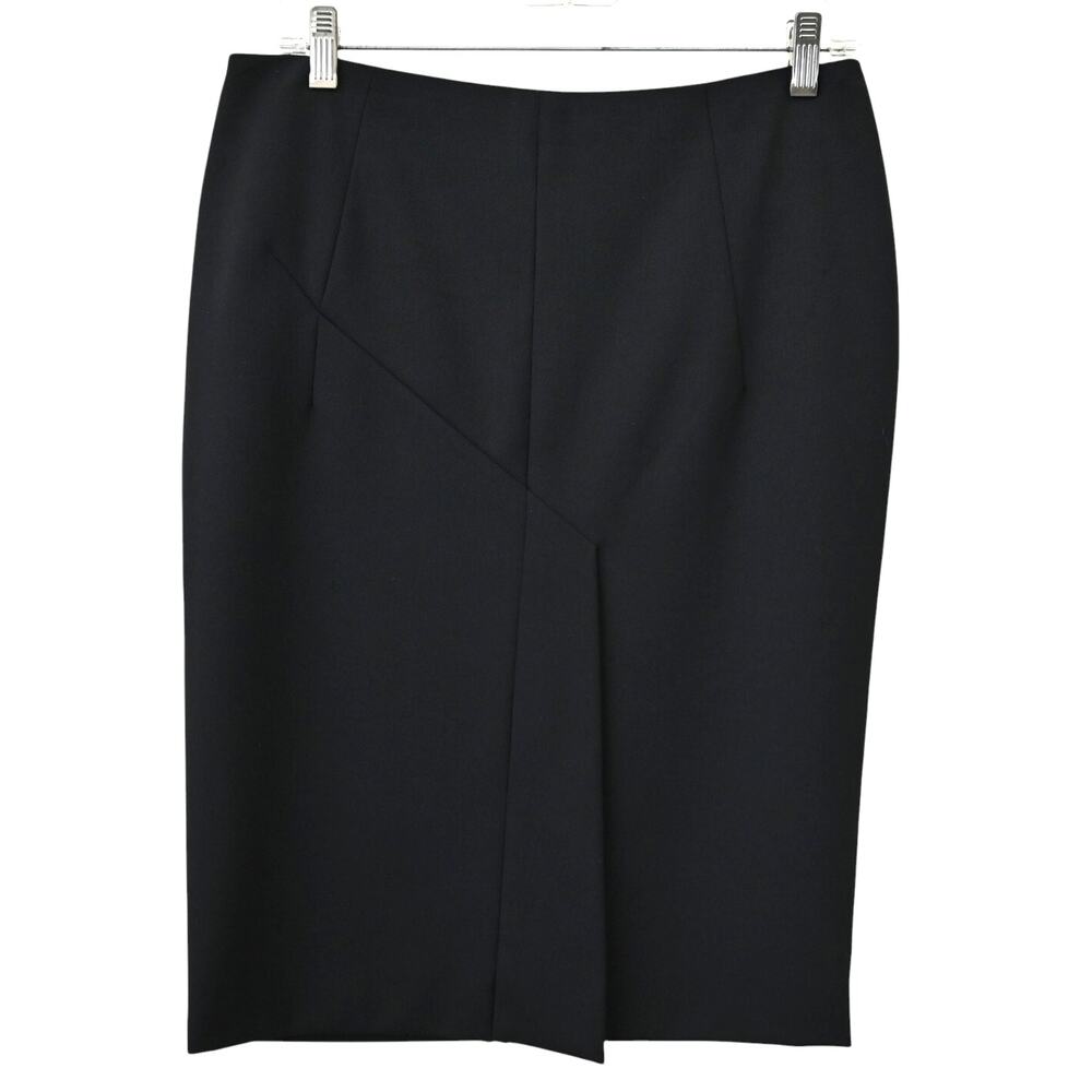 Tom Ford Black Wool Blend Pencil Skirt With Slits Size 42 Approx 8